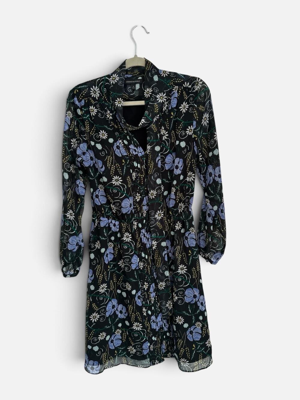 Banana Republic Sheer Floral Midi Dress with Liner & Pockets